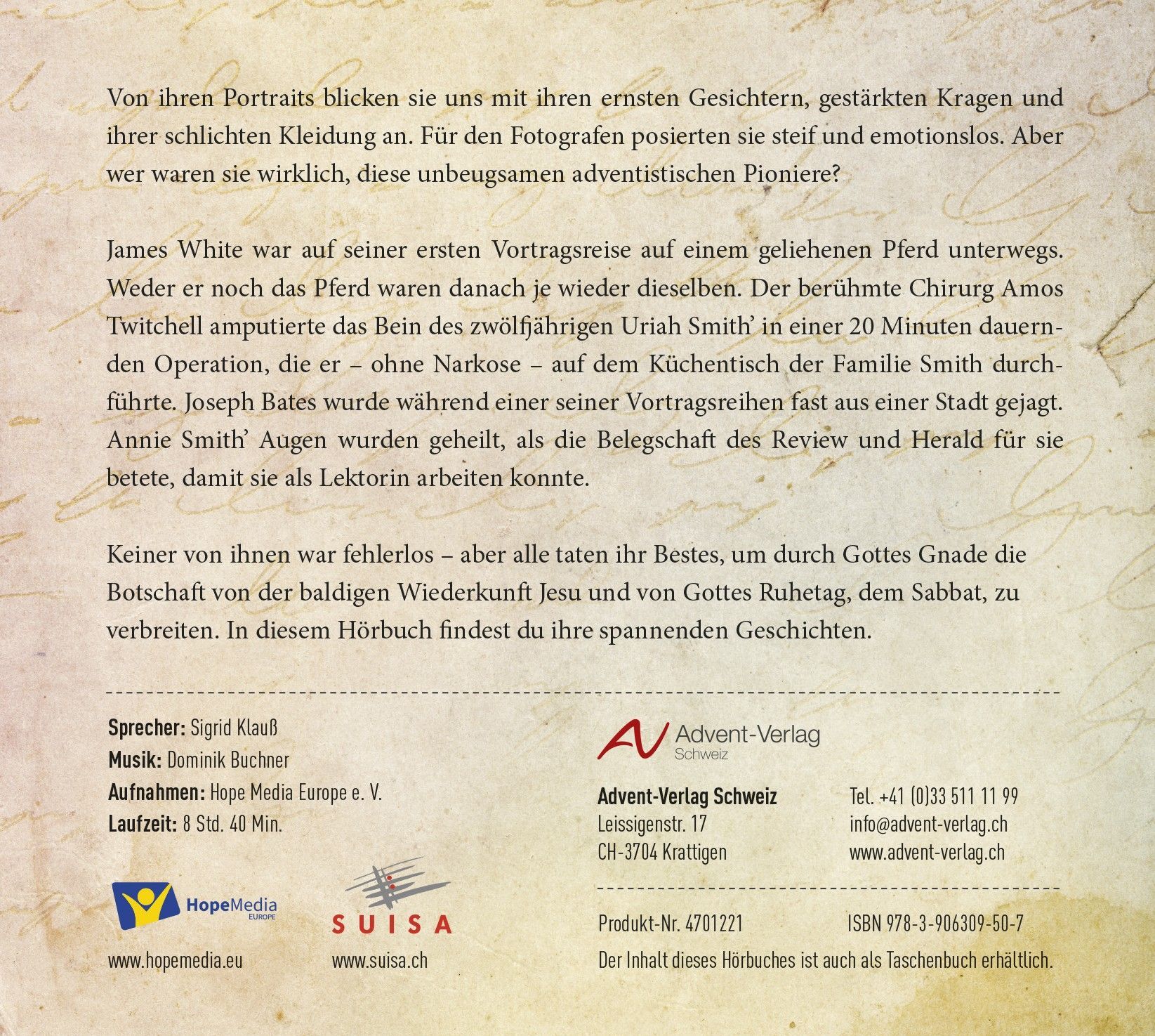 Advent-Verlag Schweiz-HB: Faszinierende Geschichten adventistischer Pioniere 1_3412166_
